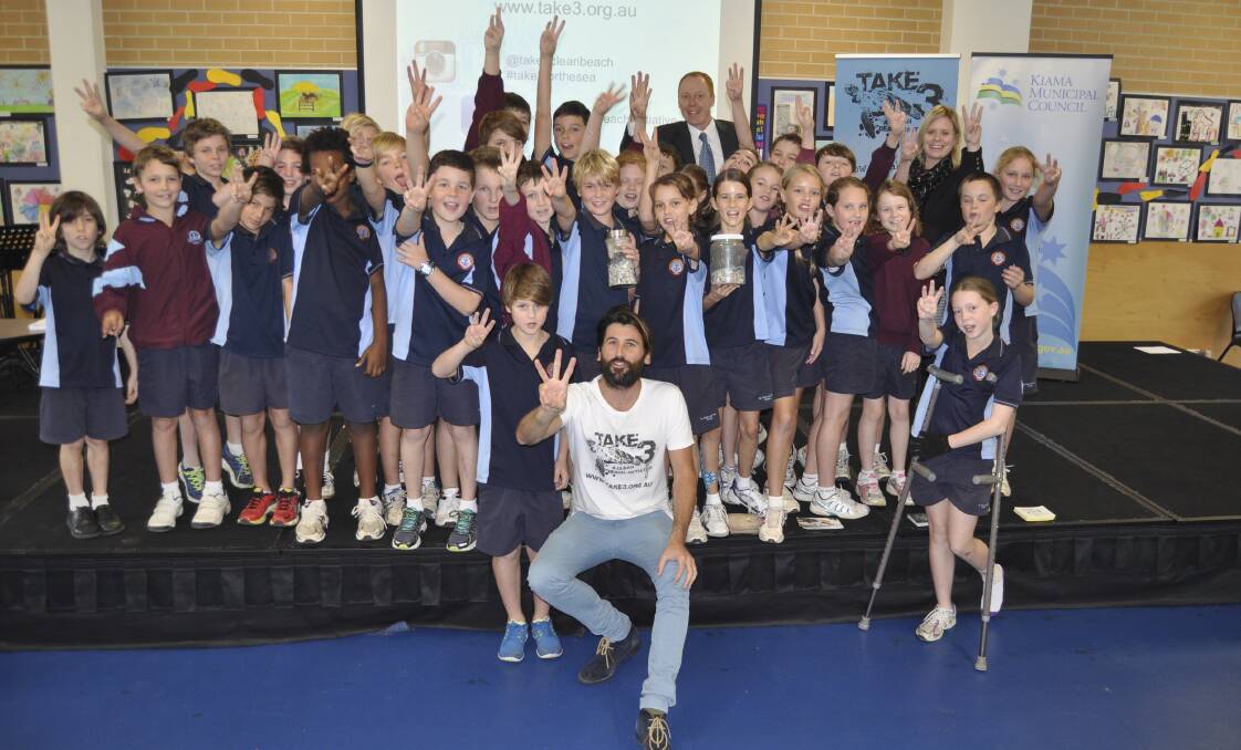 Environmentalist Tim Silverwood during his visit to Saints Peter and Paul Primary School on Friday. Picture: BRENDAN CRABB
