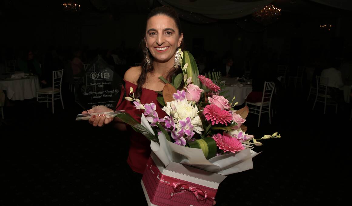 Best Small Busness: Rebecca Dunning of Shellharbour Stand Up Paddle Board at Villa D'Oro for Illawarra Women in Business Awards. Picture: Greg Ellis. 