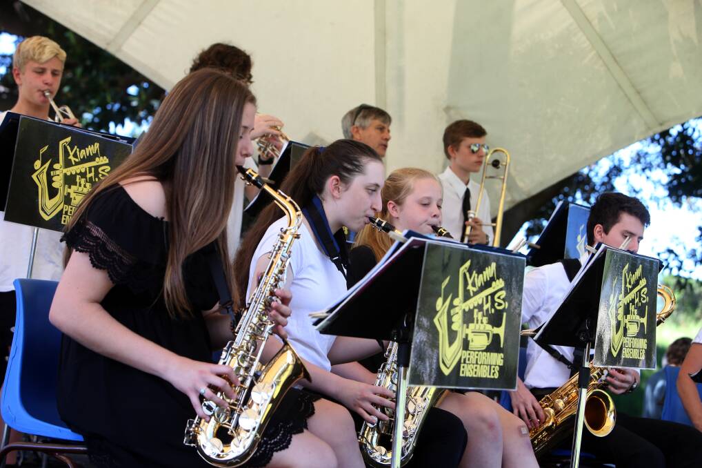 Local talent: The Kiama High School Stage Band on stage on day two of the three day music festival.

