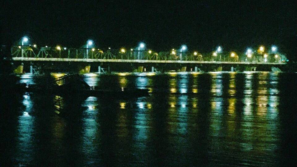iPhone shot of bridge over Shoalhaven River at Nowra at midnight.
