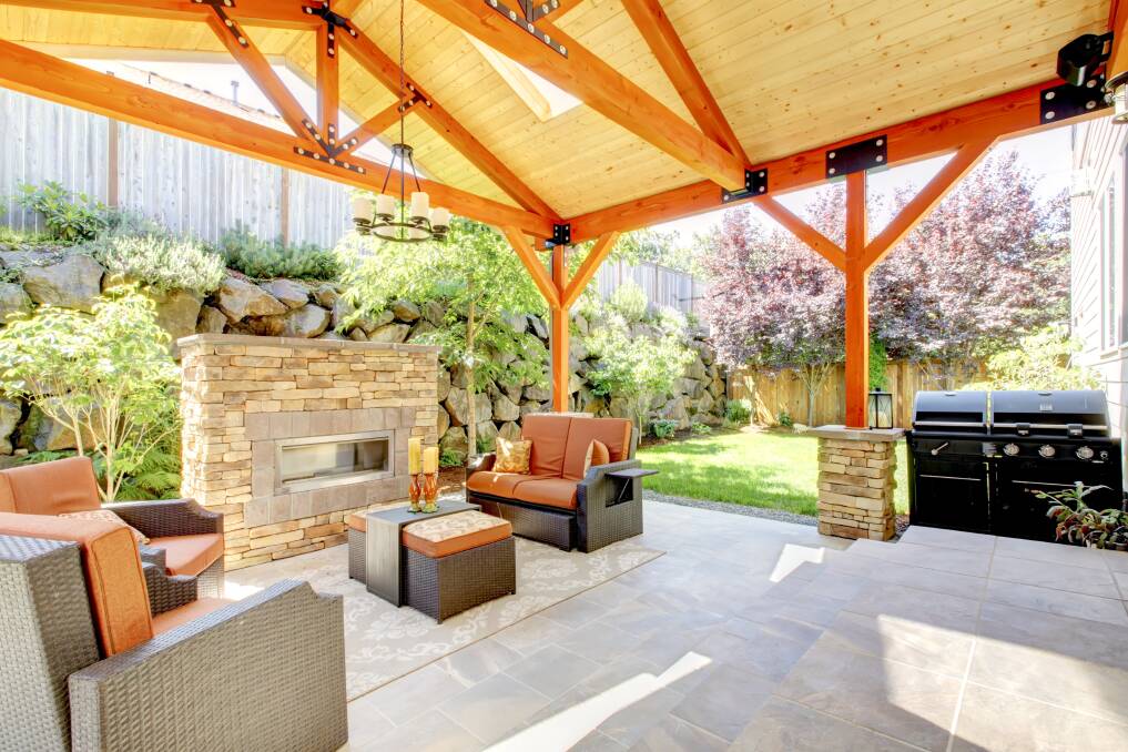 WARM UP: An outdoor fireplace or fire pit extends your time outdoors.