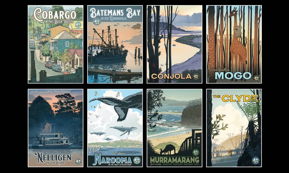 David Pope's "South Coast is Calling" series of retro-styled tourism posters will promote the holiday delights of the NSW South Coast in more than 50 ACM newspapers.