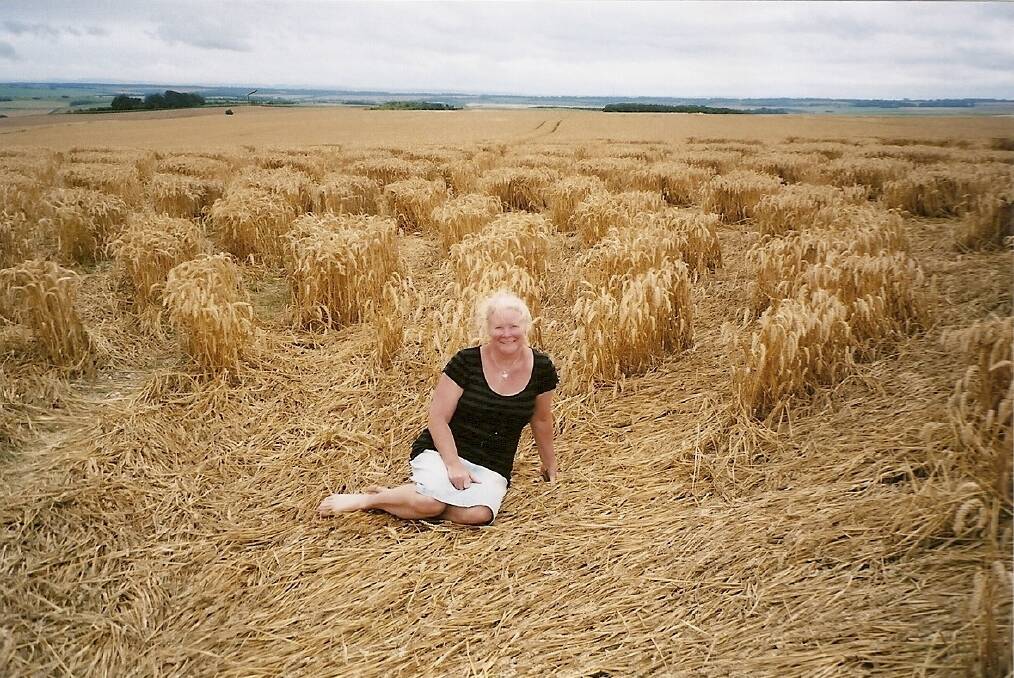 Crop-circle researcher Megan Heazlewood in a UK crop circle in 2006.