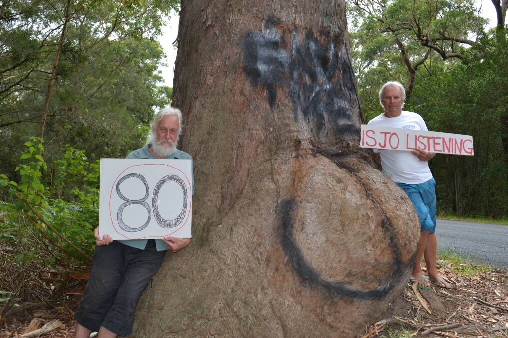 Secretary of the Gerroa Environmental Protection Society Howard Jones and president Warren Holder at the Bum Tree on Gerroa Road.